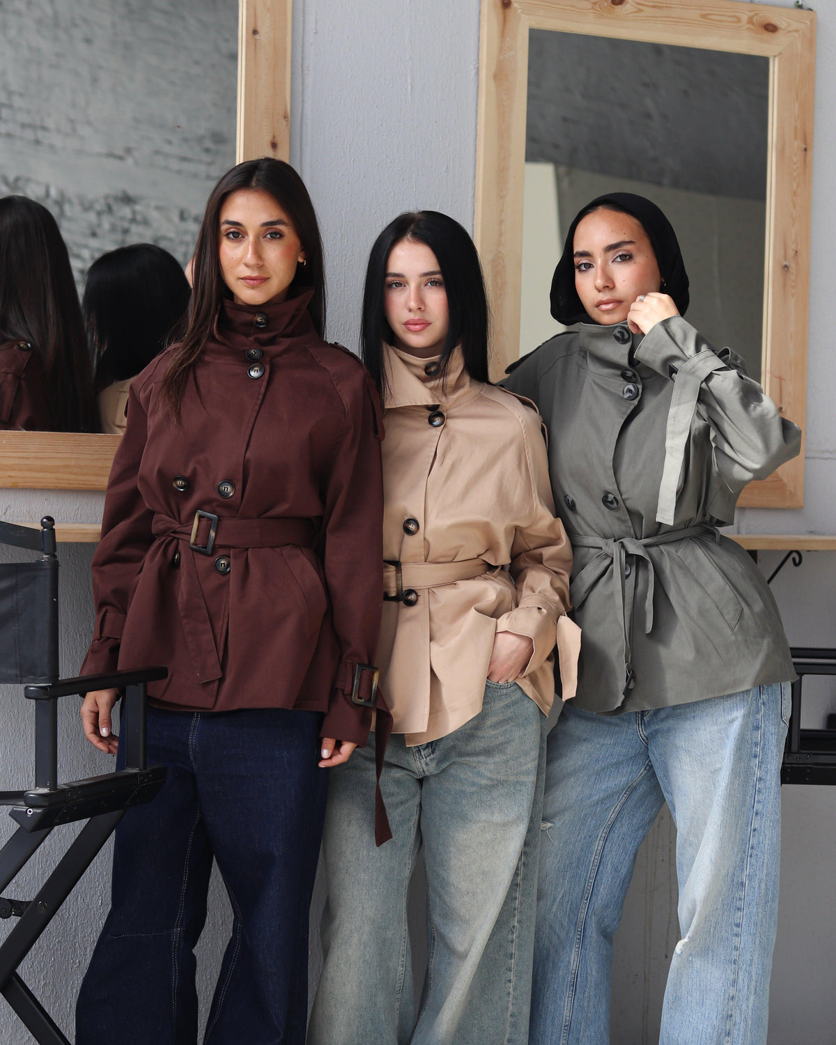 Short oversize trench coat