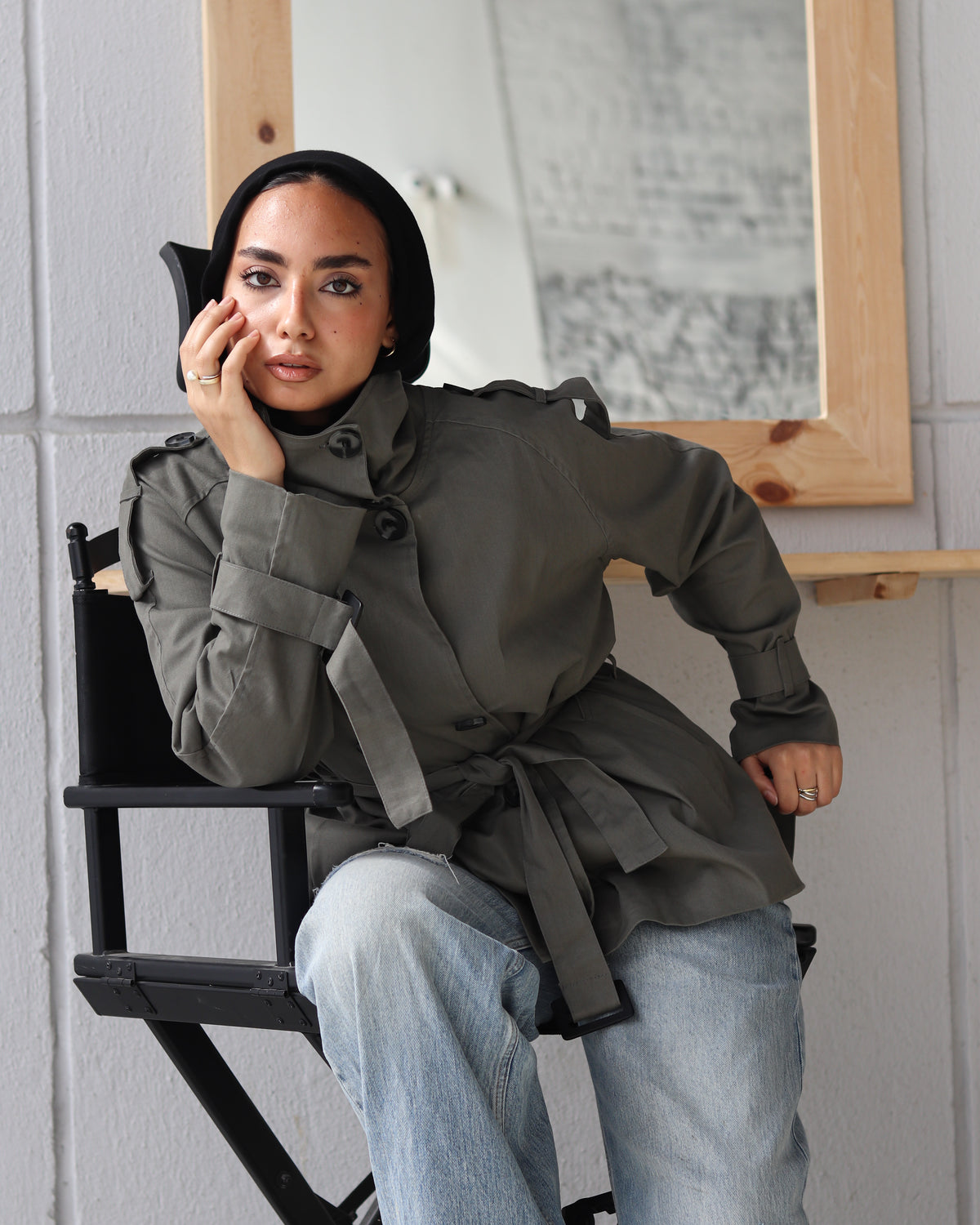 Short oversize trench coat